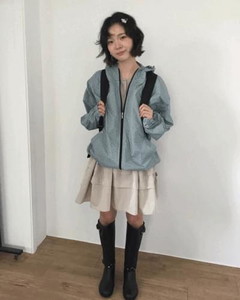 夏日格紋連帽風衣外套