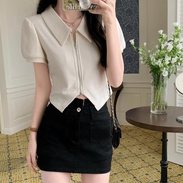 Cancer Two-Way Zip-Up Short Sleeve Knitwear