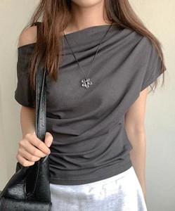 IREZI MODAL BOAT NECK SHIRTING TEE