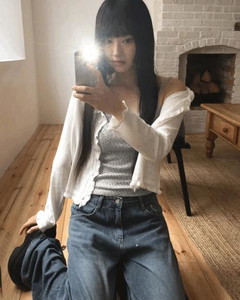 Juran Frill Punching See-Through Cardigan