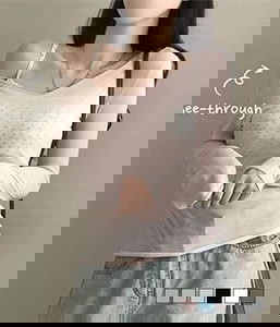 베이 시스루 슬러브 슬림핏 브이넥 긴팔 티셔츠