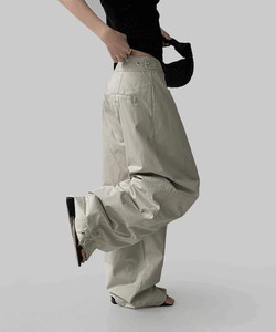 테린 스냅버튼 벌룬 와이드 코튼 팬츠