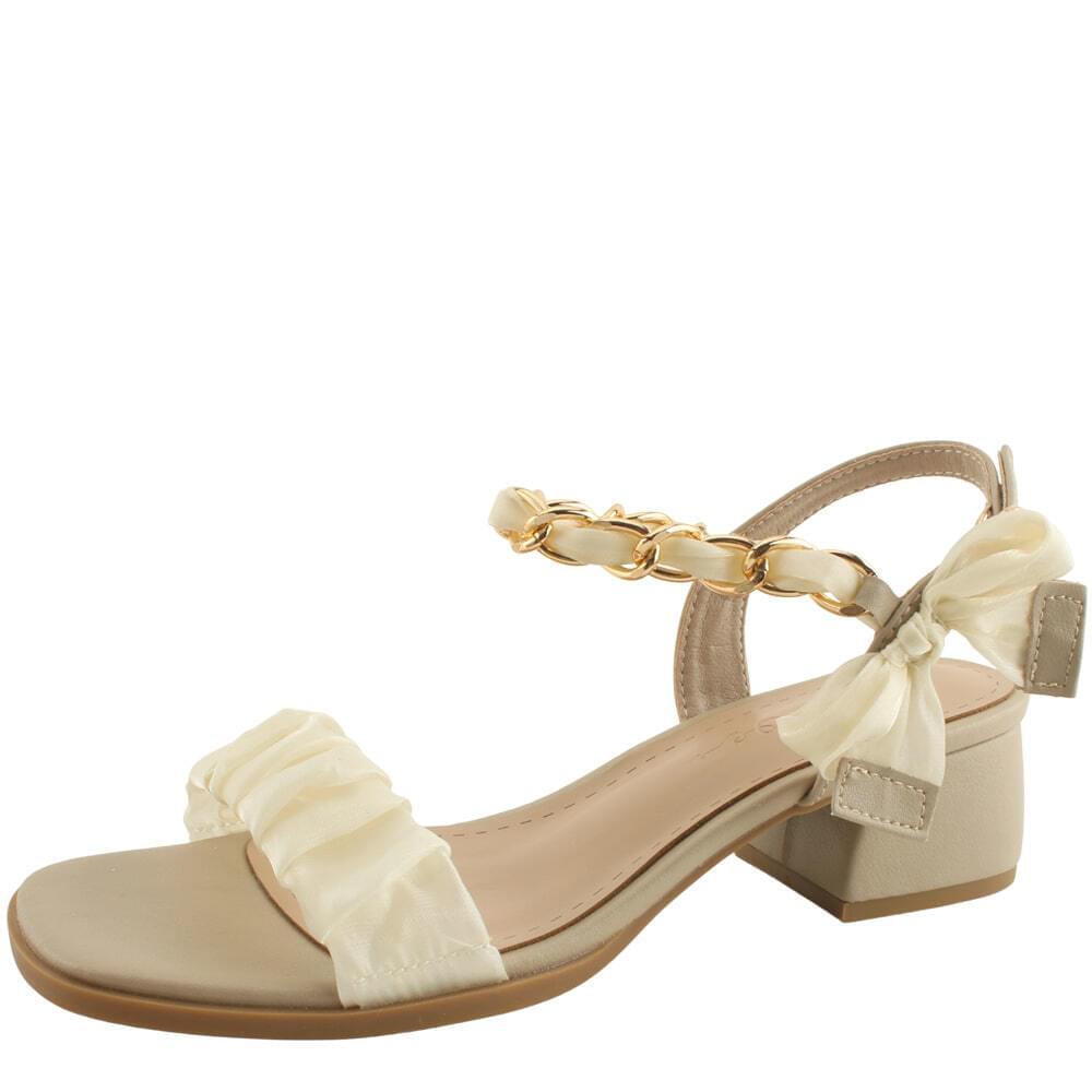 셔링 리본 체인 스트랩 미들힐 샌들 4cm (당일 출고)