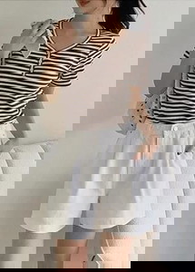 Renover Cotton Back Banding Pin Tuck Wide Short Pants