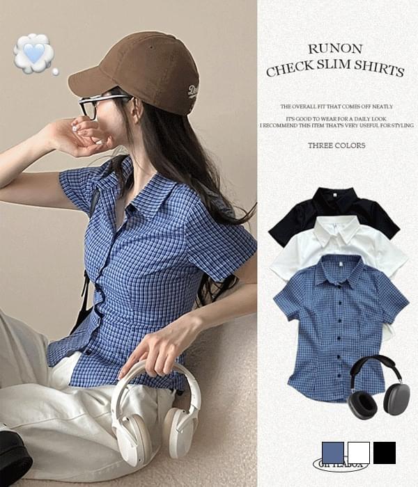 Run On Pintuck Slim Fit Pintuck Short Sleeve Shirt