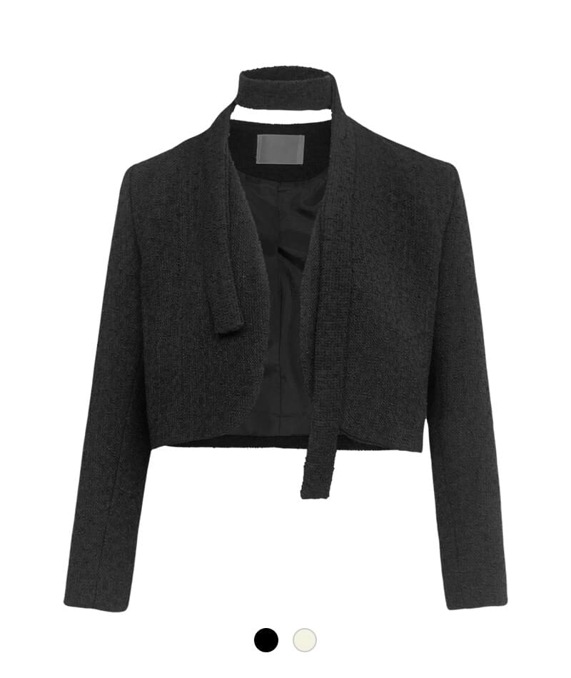 Tweed muffler short jacket