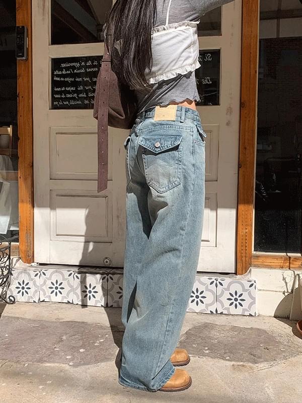 pocket straight denim