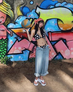 俏皮小貓咪圖案綁頸比基尼上衣