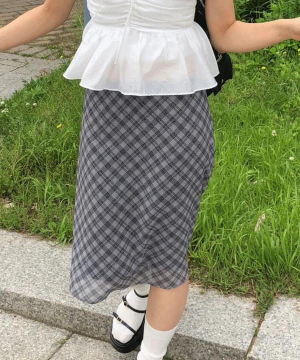 Rachel chiffon layered check ribbon midi skirt 2 color summer guest look
