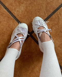 5.5公分增高緞帶平底休閒鞋