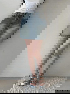 Back pocket color Faded denim mini skirt (2 colors)