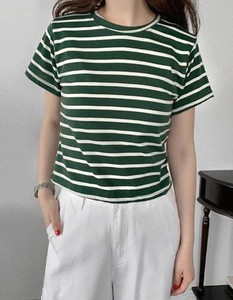 サラサラ段ガラ9クロップ半袖Tシャツ