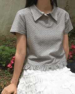 Seju Dot Collar Frill Short Sleeve T-Shirt