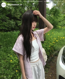 Right-wing roll-up check overfit short-sleeve shirt