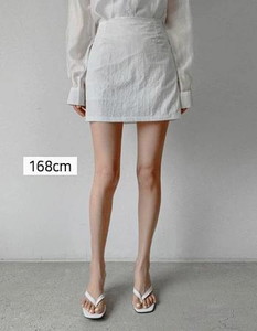 Basic mini half-banding rustling skirt pants