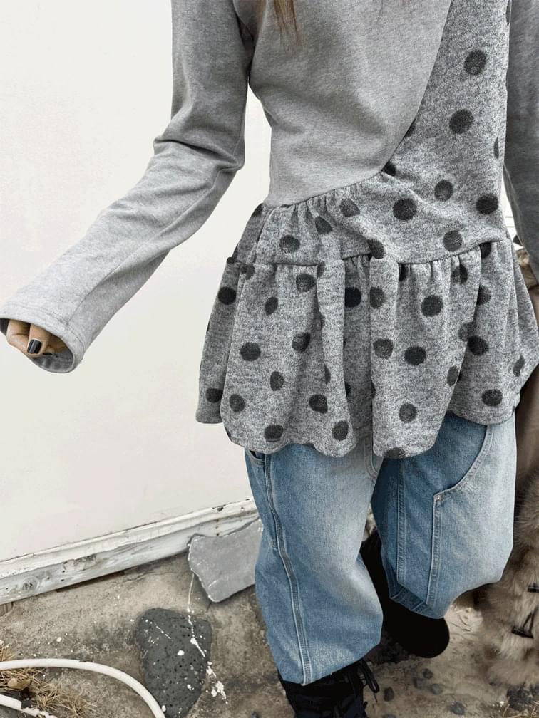Kuro shirring dot long T