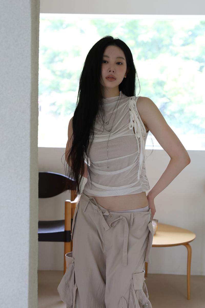 Soy Mesh Shirring Sleeveless