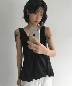 Junori Strap Shirring Frill Sleeveless