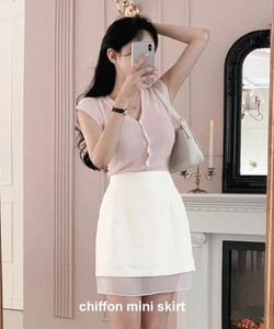 Rev color block chiffon mini skirt