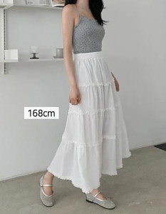 Frill cancan banding rustling long skirt