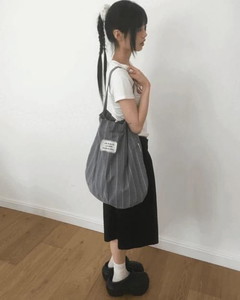 Soan Stripe Patch Big Shoulder Bag