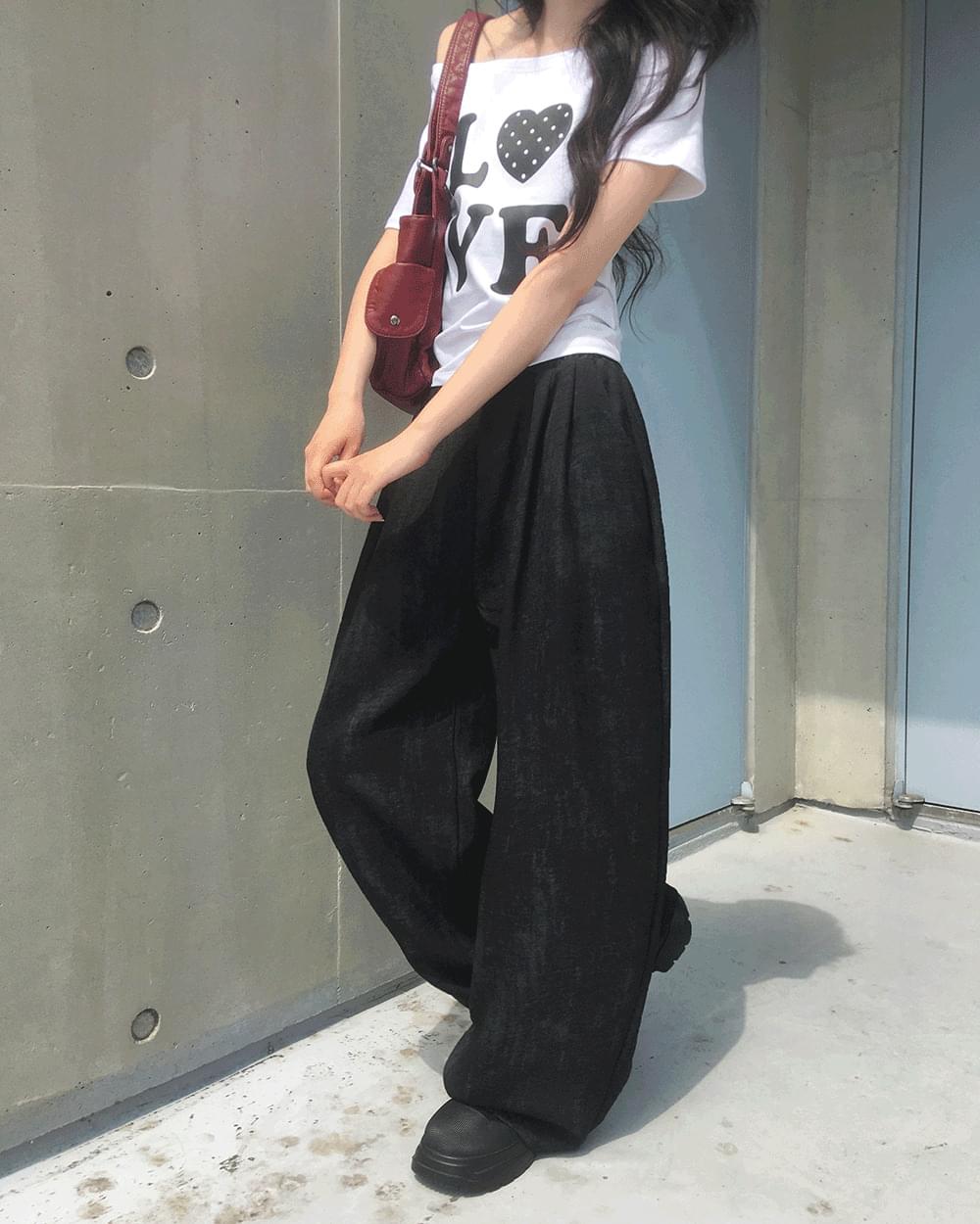 ネパクールリネンピンタックワイドバンディングパンツ