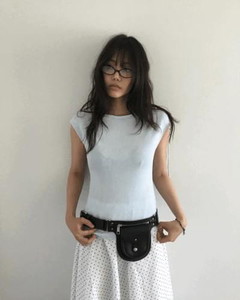 One shoulder shirring t-shirt *Striped same day shipping available