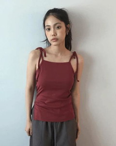 Ribbon Tie-Up Sleeveless *Black Same-Day Shipping Available