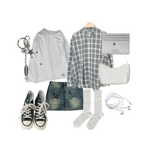 스커트,가디건&베스트,셔츠 코디