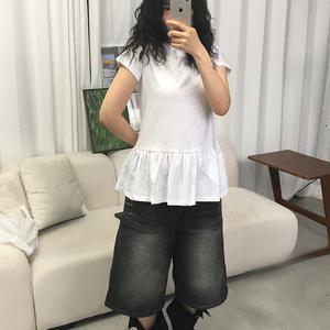 나떼 프릴 루즈핏 무지 반팔 티셔츠