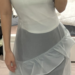 포제 여름 시스루 레이어드 프릴 나시 롱 원피스 (3color)
